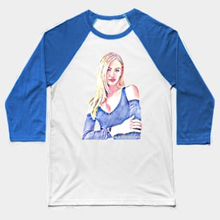 Anna in blue Baseball T-Shirt